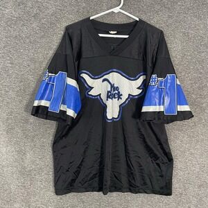 Vintage WWF WWE The Rock Shirt Mens L Black Mesh Jersey #1 Electrifying Football